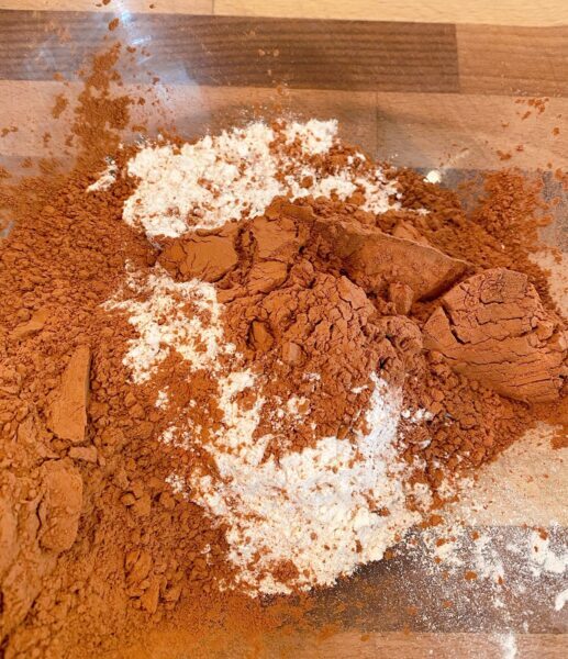 flour and cocoa powder