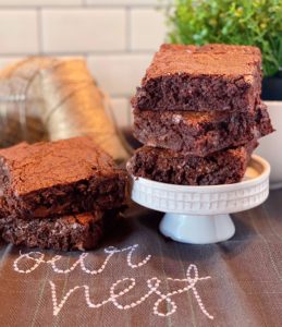 Best Homemade Brownies stacked on a plate