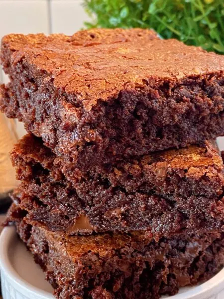 close up of homemade brownies