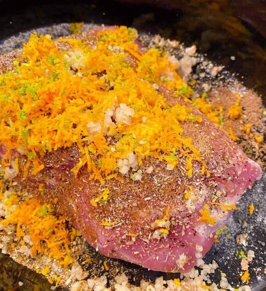 Pork Roast topped with citrus zest