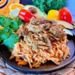 Slow Cooker Cuban Pork on Spanish Rice