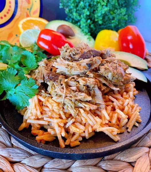 Slow Cooker Cuban Pork on Spanish Rice 