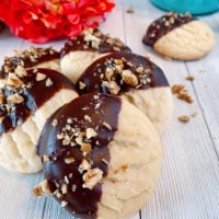 chocolate dipped sugar cookies with pecans