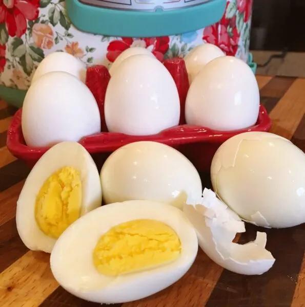 Instant Pot Hard Boiled Eggs on a counter