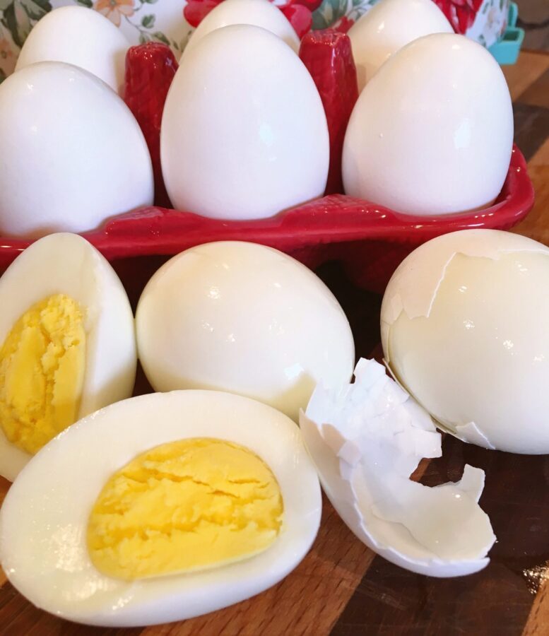 Instant Pot Hard Boiled Eggs with one cut in half 