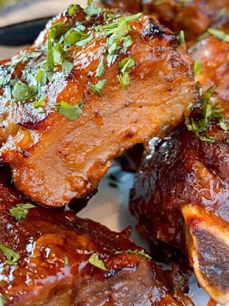 close up photo of the riblets on a plate.