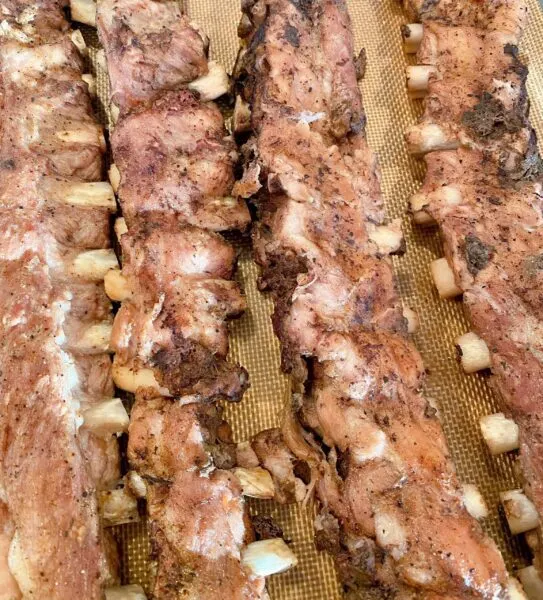 Ribs removed from the Instant Pot and place on baking sheet to cool.