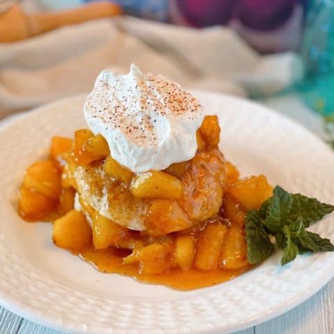 Fried Peach Sweet Biscuit Shortcakes