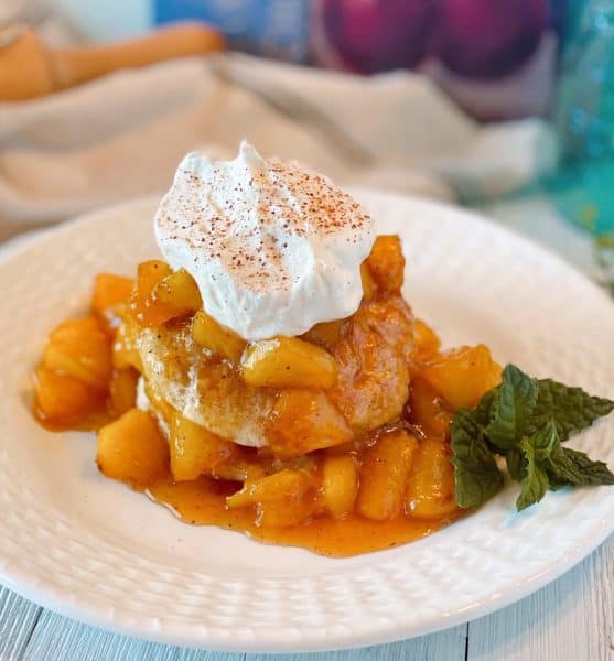 Fried Peach Sweet Biscuit Shortcakes