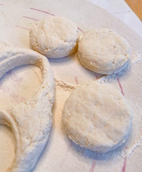 Biscuits Cut Out on a dough floured surface