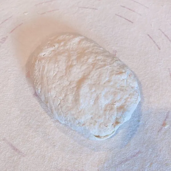 dough kneaded and placed on a floured dough disc.