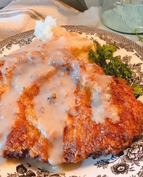 Chicken Fried Pork Cube Steak with creamy gravy