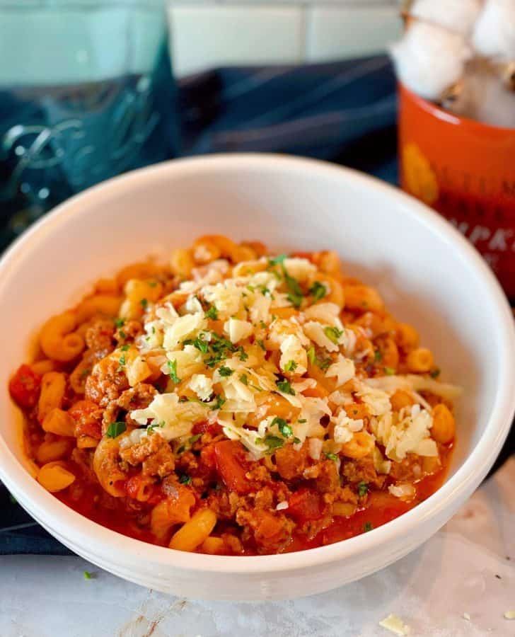 Bowl full of Easy Homemade One Pot Goulash