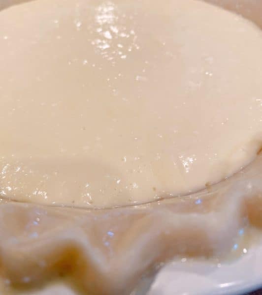 Cream Cheese layer spread on the bottom of the pie shell.