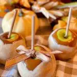 Apple Pie Caramel Apples with fall decor