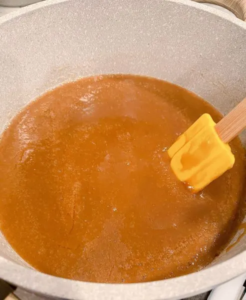 Caramel being made in large pan
