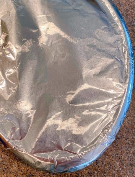 roasting pan covered with foil.