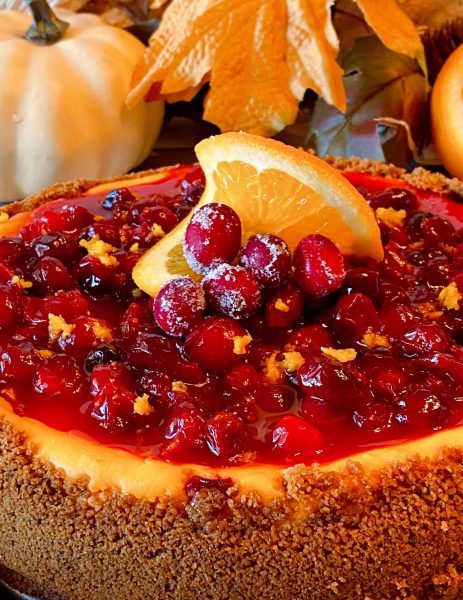 Cranberry Topping All over the top of the cheesecake