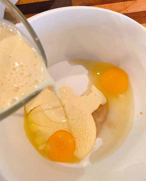 mixing wet ingredients together in a bowl