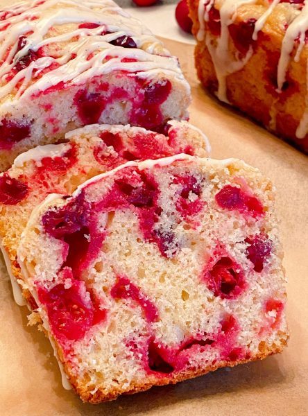 Slice Cranberry Eggnog bread