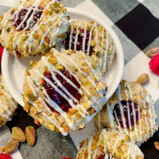 Raspberry Pistachio Thumbprints stacked