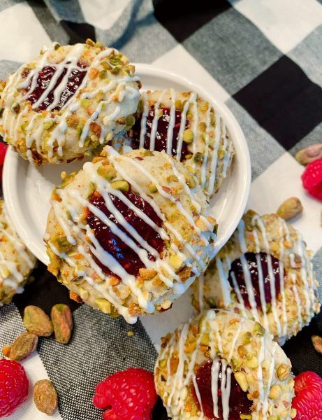 Raspberry Pistachio Thumbprints stacked