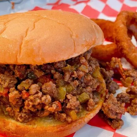 Closeup photo of a Sloppy Joe Sandwich