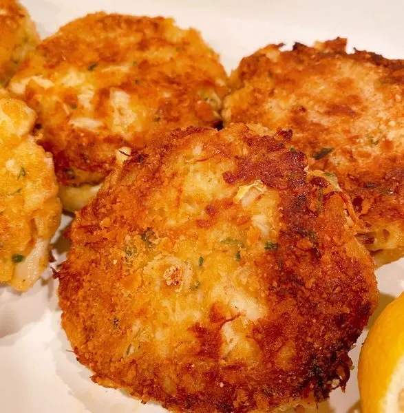 Crab Cakes on a plate after cooking
