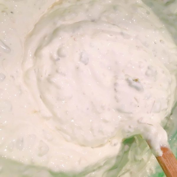 Green Sour Cream Sauce in bowl.