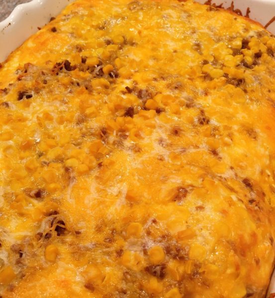 Baked Mexican Lasagna resting after baking.