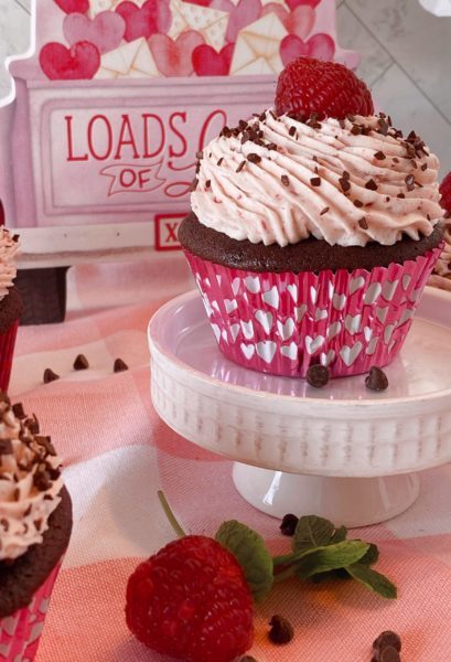Chocolate Raspberry Filled Cupcakes.