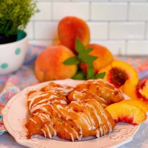 Fresh Peach Fritters on a plate