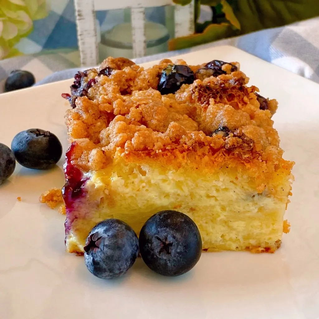 Piece of Blueberry French Toast Bake without syrup.