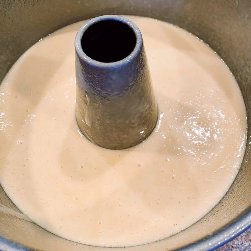 Vanilla Cake batter in the pan.