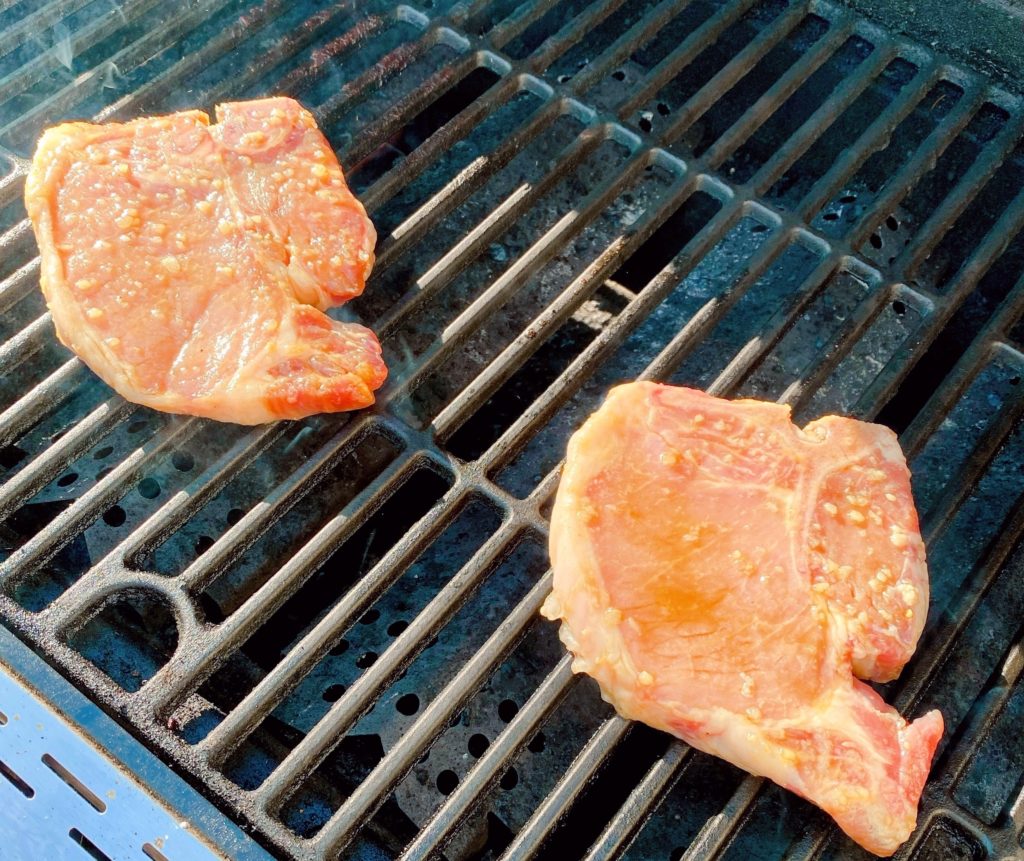 Searing the Pork Chops on the grill.