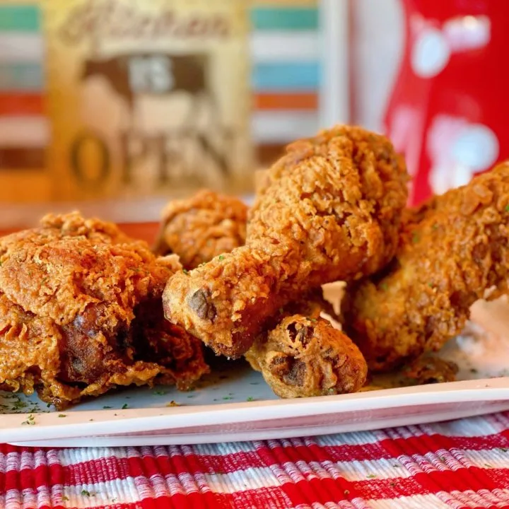 Platter filled with country fried chicken