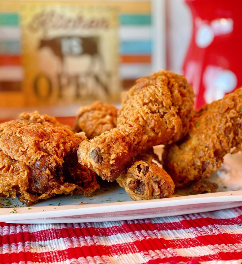 Platter filled with country fried chicken