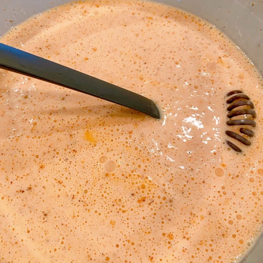 Buttermilk ingredients mixed with wire whisk until well combined.