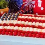 Red, White & Blue Poke Cake decorate like a flag.