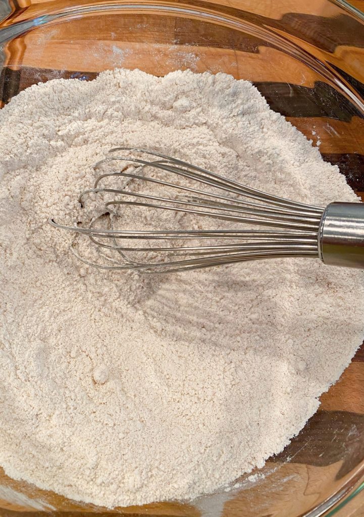 Combining dry ingredients with a wire whisk  