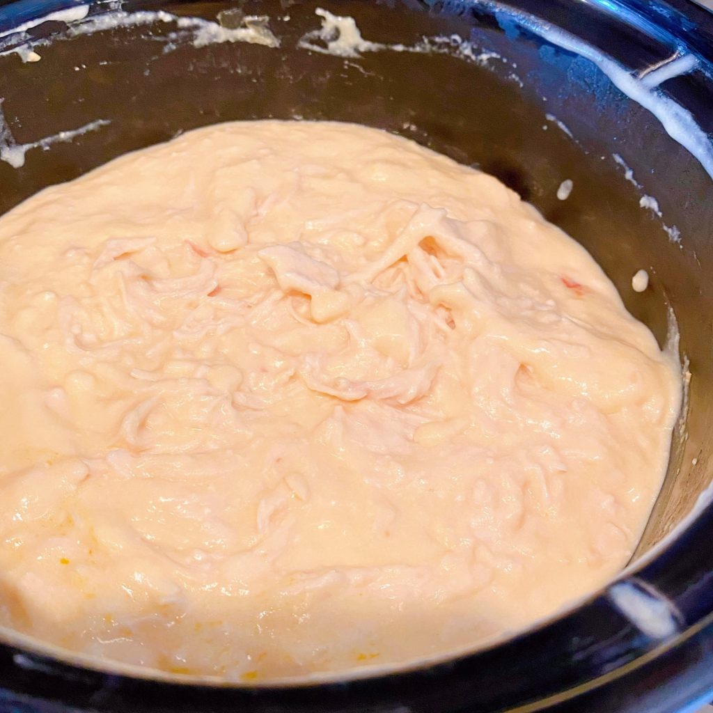 Cream of Chicken Mixture in slow cooker.