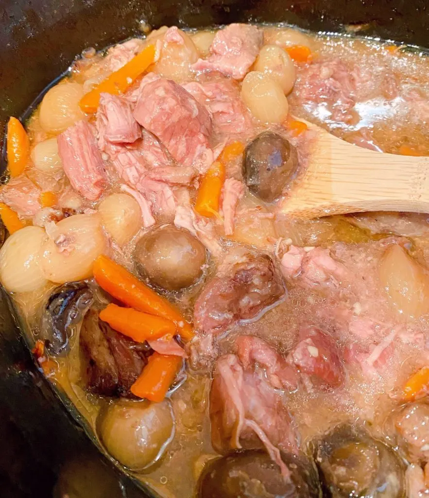 Beef Burgundy in slow cooker. 