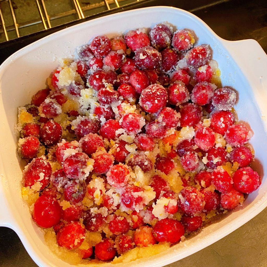 Cranberry mixture after 20 minutes of baking.