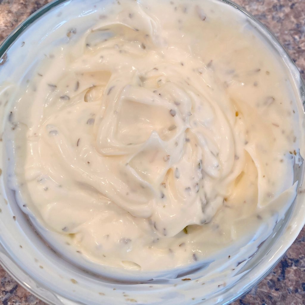 Herbed Mayo in the dish.