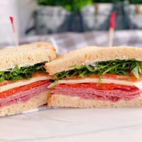 Classic Italian Deli Sandwich cut in half