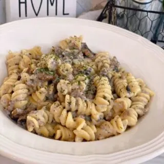 Single serving of Ground Beef Stroganoff.