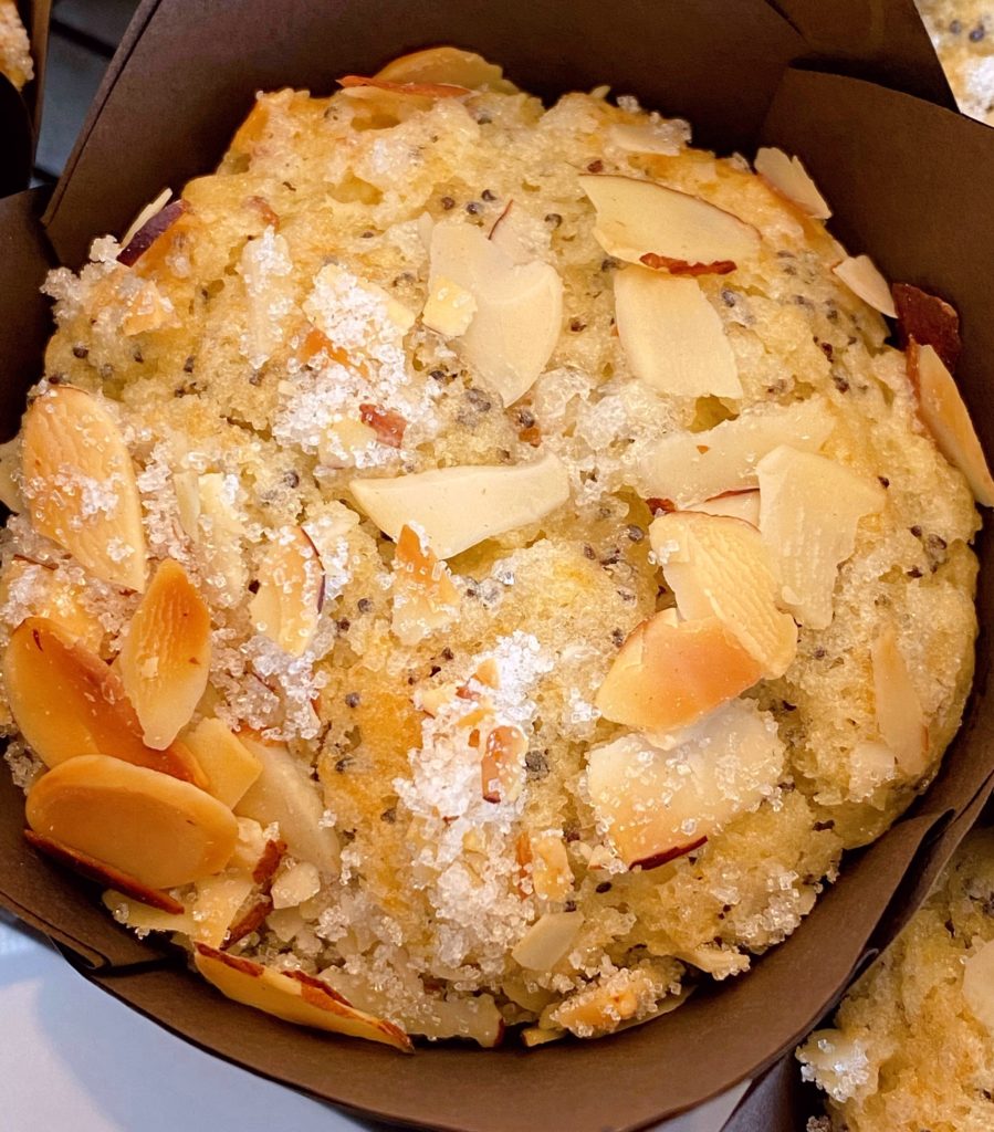 Bakery Style Poppy Seed Almond Muffin upclose.