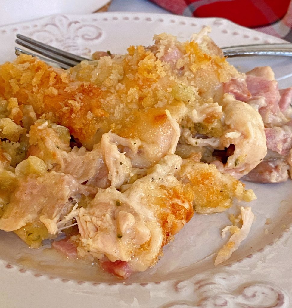 Serving of Chicken Cordon Bleu Casserole.
