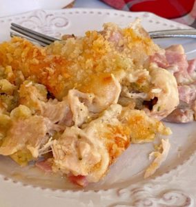 Serving of Chicken Cordon Bleu Casserole.