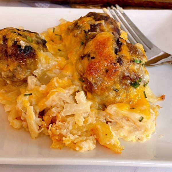 Cheesy Meatball Hash Brown Bake 2022 Norine's Nest